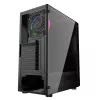 PC-Gehäuse GEMBIRD Fornax 2000 RGB Midi Tower Schwarz — Micro ATX/ITX/ATX, 1x120mm Hecklüfter, 2x2,5-Zoll-Laufwerksschächte, 2x3.0 USB-A, Gehärtetes Glas