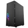 PC-Gehäuse GEMBIRD Fornax 2000 RGB Midi Tower Schwarz — Micro ATX/ITX/ATX, 1x120mm Hecklüfter, 2x2,5-Zoll-Laufwerksschächte, 2x3.0 USB-A, Gehärtetes Glas