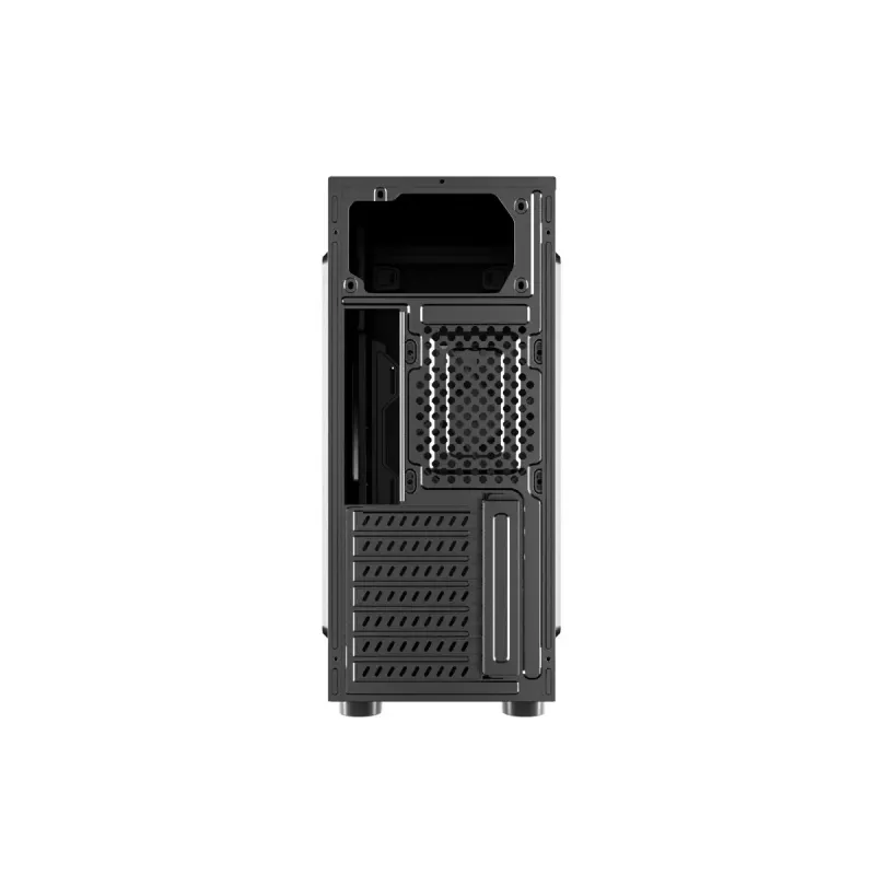 PC-Gehäuse GEMBIRD Fornax 160 Mini Tower – Schwarz, SPCC, unterstützt ITX/mATX/ATX, 1×3,5 Zoll + 3×2,5 Zoll Einschübe, 7 Erweiterungssteckplätze, 445×185×390 mm