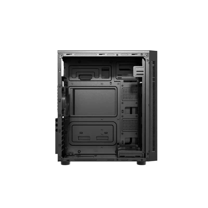 PC-Gehäuse GEMBIRD Fornax 160 Mini Tower – Schwarz, SPCC, unterstützt ITX/mATX/ATX, 1×3,5 Zoll + 3×2,5 Zoll Einschübe, 7 Erweiterungssteckplätze, 445×185×390 mm