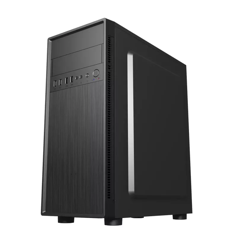 PC-Gehäuse GEMBIRD Fornax 160 Mini Tower – Schwarz, SPCC, unterstützt ITX/mATX/ATX, 1×3,5 Zoll + 3×2,5 Zoll Einschübe, 7 Erweiterungssteckplätze, 445×185×390 mm