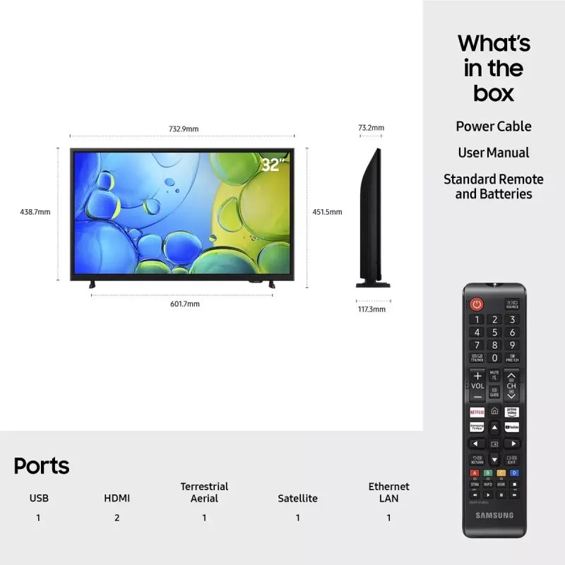 LED TV Samsung UE32F6000FKXXU 32 Zoll (81,3 cm) Full HD 1920x1080, Tizen, Wi‑Fi, HDR10+, 2×HDMI, 2.0ch, VESA 200×200