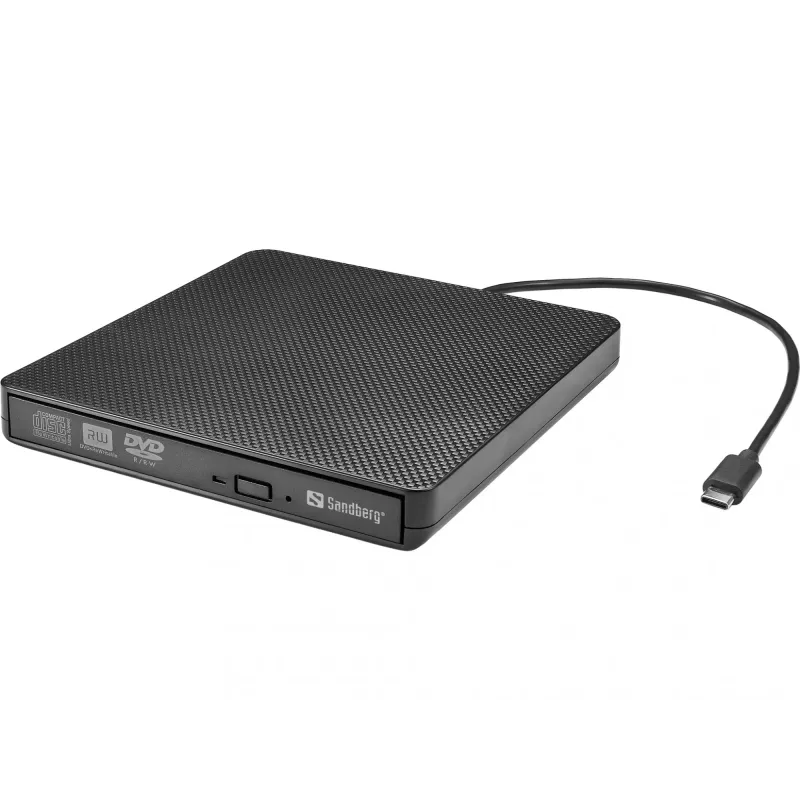 Sandberg USB-C/A DVD-Laufwerk, Schwarz, Tray, Desktop/Laptop, DVD Super Multi DL, USB Type-C, CD-R, CD-ROM, CD-RW, DVD+R DL, DVD-R, DVD-R DL, DVD-RAM, DVD-ROM, DVD-RW