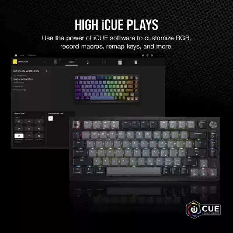Mechanische Gaming-Tastatur Corsair K65 PLUS WIRELESS RGB Wireless USB Schwarz