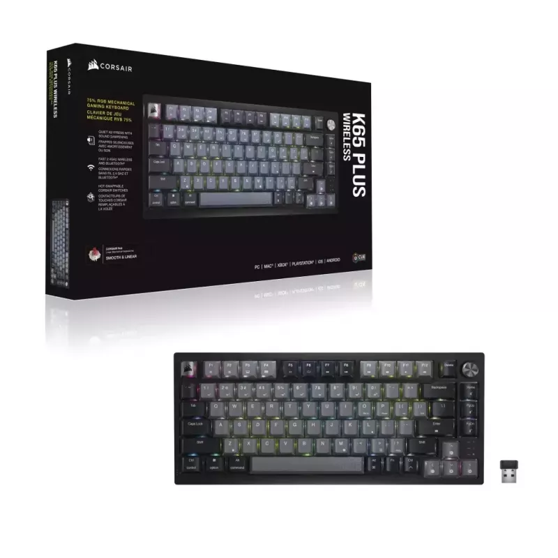 Mechanische Gaming-Tastatur Corsair K65 PLUS WIRELESS RGB Wireless USB Schwarz
