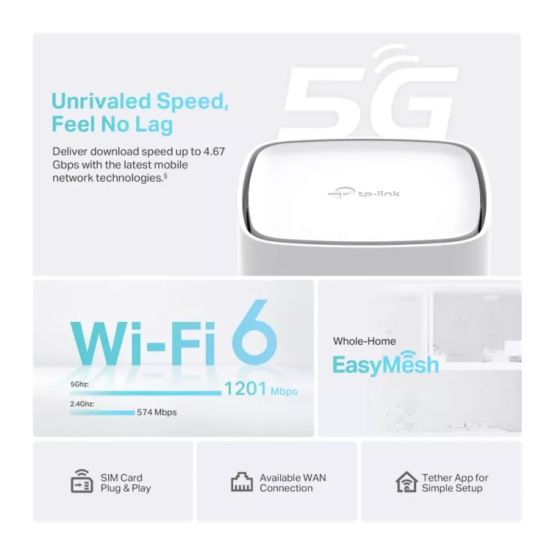 TP-Link Archer NX210 WLAN-Router Gigabit Ethernet Dual-Band (2,4 GHz / 5 GHz) 5G Weiß