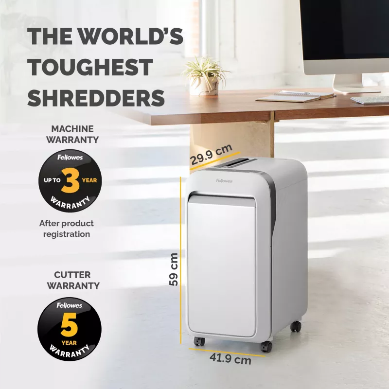 Fellowes LX Series Aktenvernichter LX221 20 Blatt Mikroschnitt-Aktenvernichter mit 30-Liter-Auszugsbehälter Höchste Sicherheit P5 Weiß