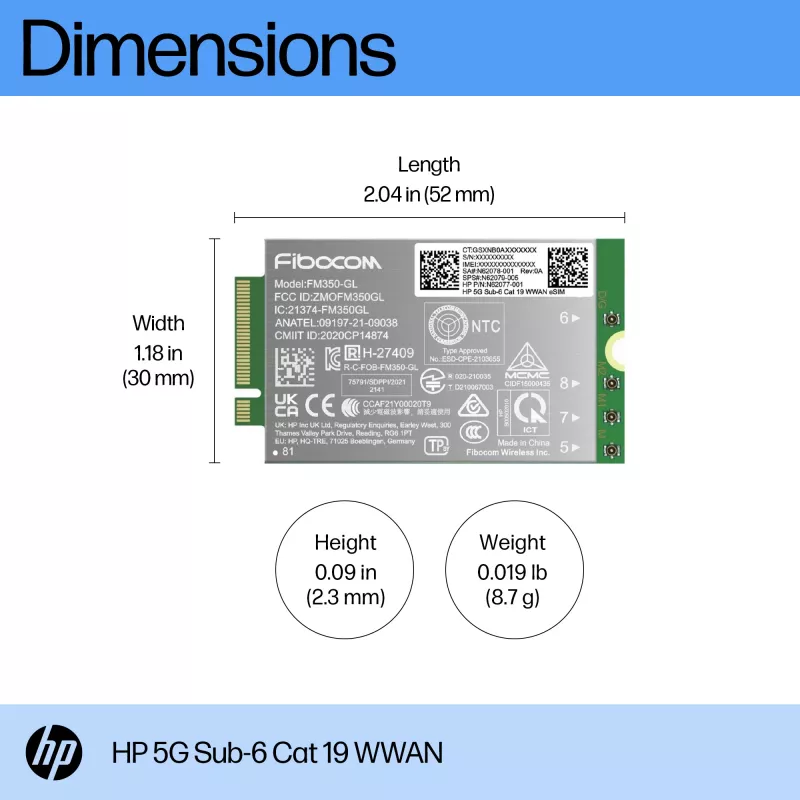HP 5G Sub-6 Cat 19 WWAN Schnittstellenkarten/Adapter