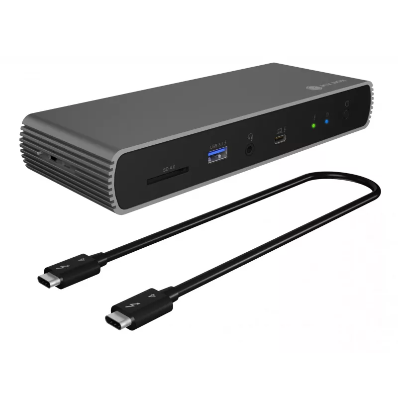 ICY BOX IB-DK8801-TB4 Kabelgebunden Thunderbolt 4 Anthrazit, Schwarz