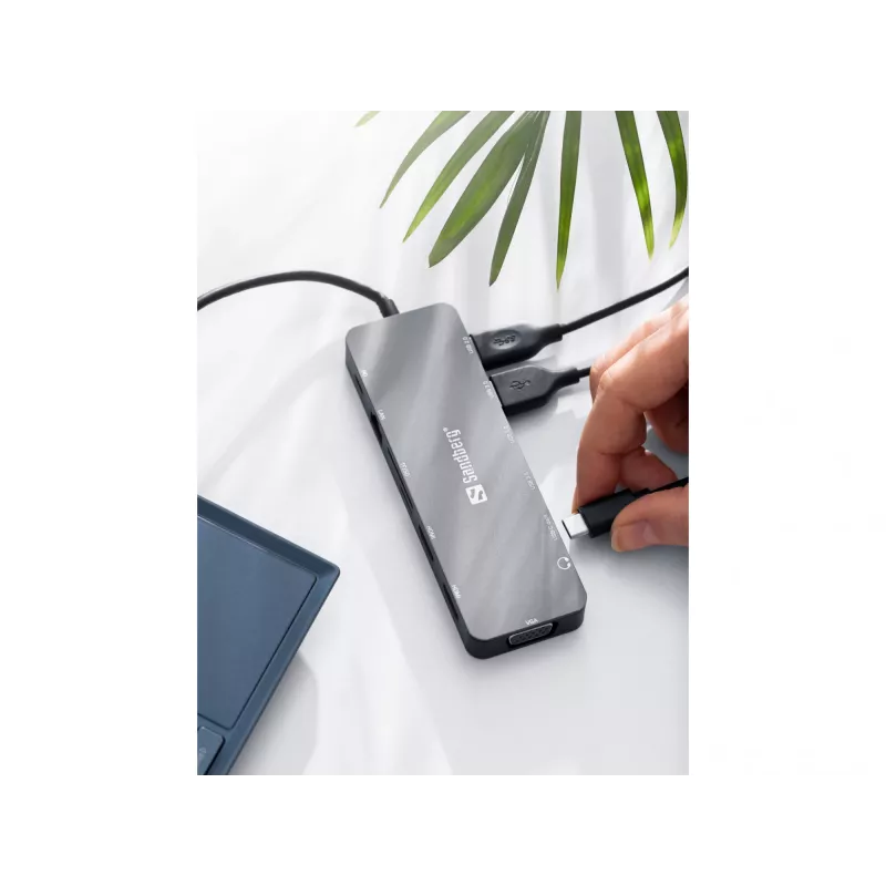 Sandberg USB-C 13-in-1 Travel Dock, USB Type-C, 100 W Power Delivery, Ethernet 1000 Mbit/s
