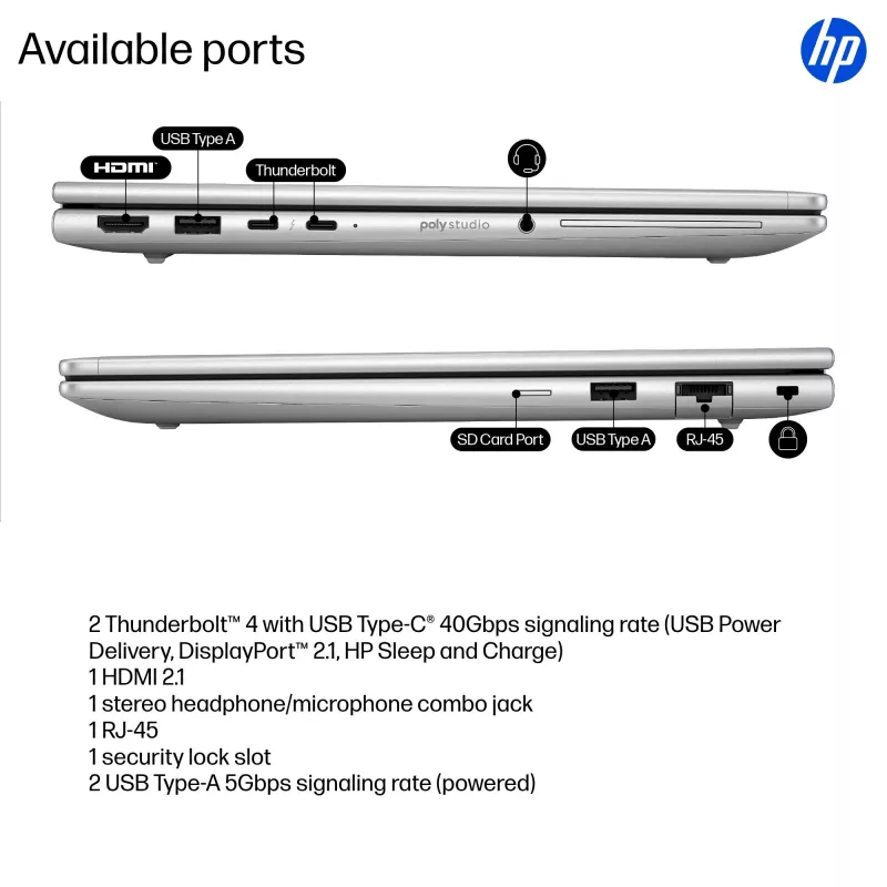 HP EliteBook 6 G1i Intel Core Ultra 5 225U Laptop 33,8 cm (13,3 Zoll) WUXGA 16 GB DDR5-SDRAM Wi-Fi 7 (802.11be) Windows 11 Pro AI PC Silber