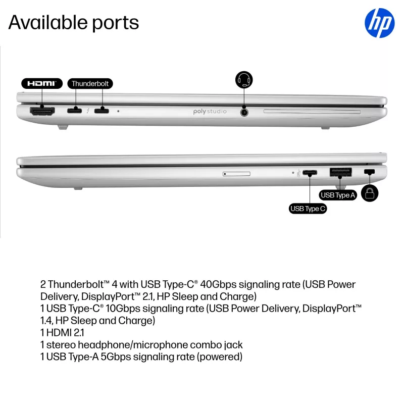 HP EliteBook 8 G1i AI Intel Core Ultra 5 225U Laptop 33,8 cm (13,3 Zoll) WUXGA 16 GB LPDDR5x-SDRAM Wi-Fi 7 (802.11be) Windows 11 Pro AI PC