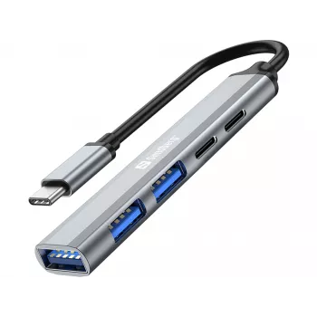 Sandberg USB-C zu 3xUSB-A+2xUSB-C SAVER USB 3.2 Gen 1 Grau Aluminium