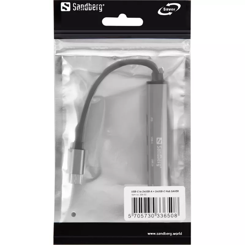 Sandberg USB-C zu 3xUSB-A+2xUSB-C SAVER USB 3.2 Gen 1 Grau Aluminium