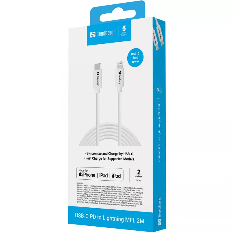 Sandberg USB-C PD auf Lightning MFI 2M Kabel 2m Lightning USB C