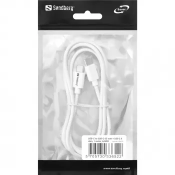 Sandberg USB-C USB-C 65W 1M SAVER, 1 m, USB C, USB C, USB 2.0, Weiß