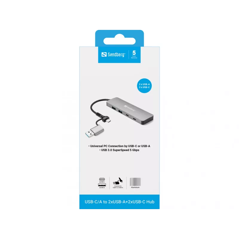 Sandberg USB-C/A zu 2xUSB-A+2xUSB-C Hub