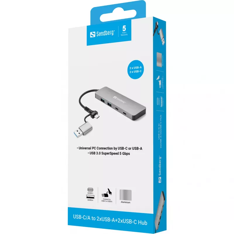 Sandberg USB-C/A zu 2xUSB-A+2xUSB-C Hub