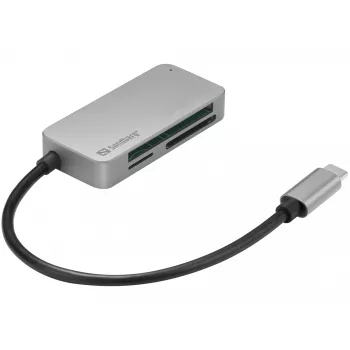 Sandberg USB-C Multi Card Reader Pro, CF, MMC, MicroSD (TransFlash), SD, SDHC, SDXC, xD, Schwarz, USB 3.2 Gen 1 (3.1 Gen 1) Type-C, 1 St., 82 mm, 23 mm