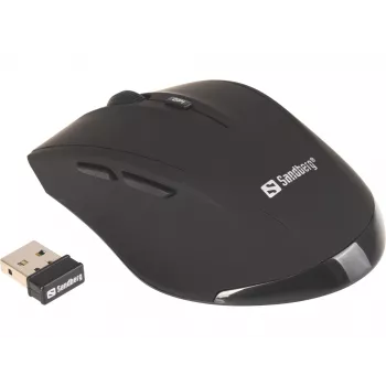 Sandberg Wireless Maus Pro, Rechtshänder, Optisch, RF Wireless, 1600 DPI, Schwarz