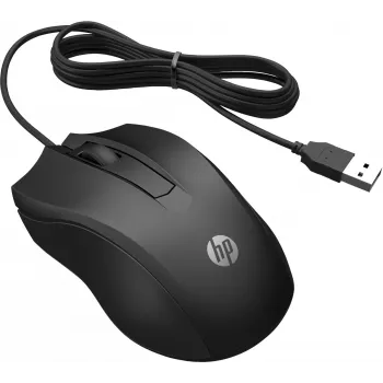 HP Kabelgebundene Maus 100, beidhändig, optisch, USB Typ-A, 1600 DPI, Schwarz