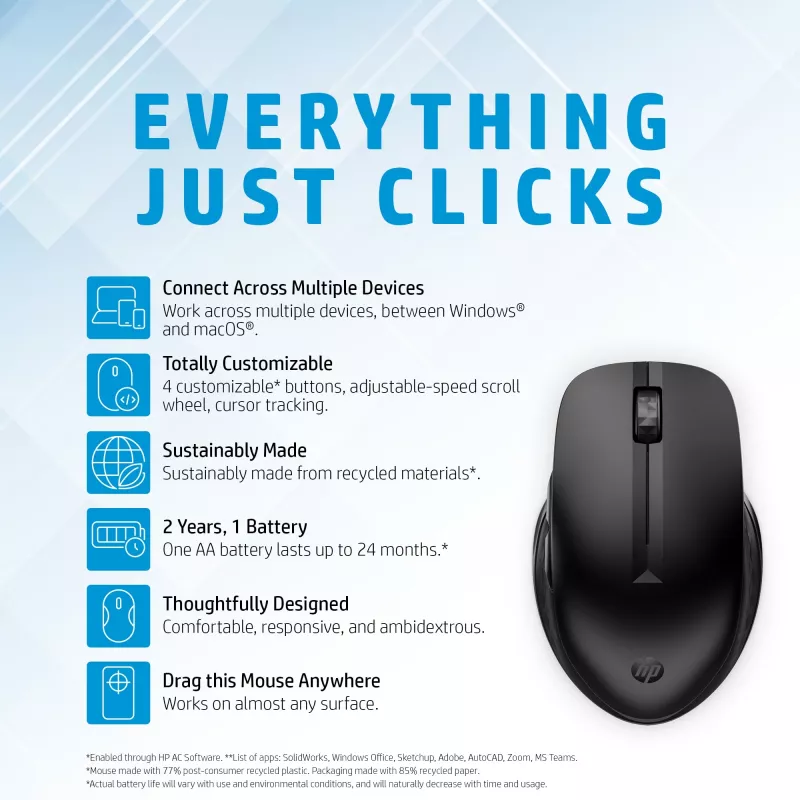 Maus HP 435 Multi-Device Wireless RF Wireless + Bluetooth