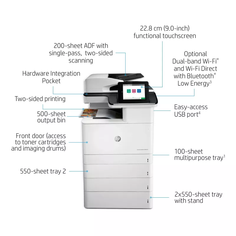 HP Color LaserJet Enterprise MFP M776dn, Laser, Farbdruck, 1200 x 1200 DPI, A3, Direktdruck, Schwarz, Weiß