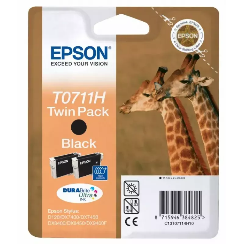 Epson Giraffe Twinpack Schwarz T0711H DURABrite Ultra Tinte