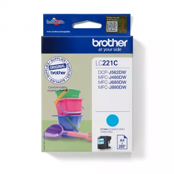 Cartridge Brother LC-221C Blaue Tinte 260 Seiten DCPJ562DW MFCJ480DW
