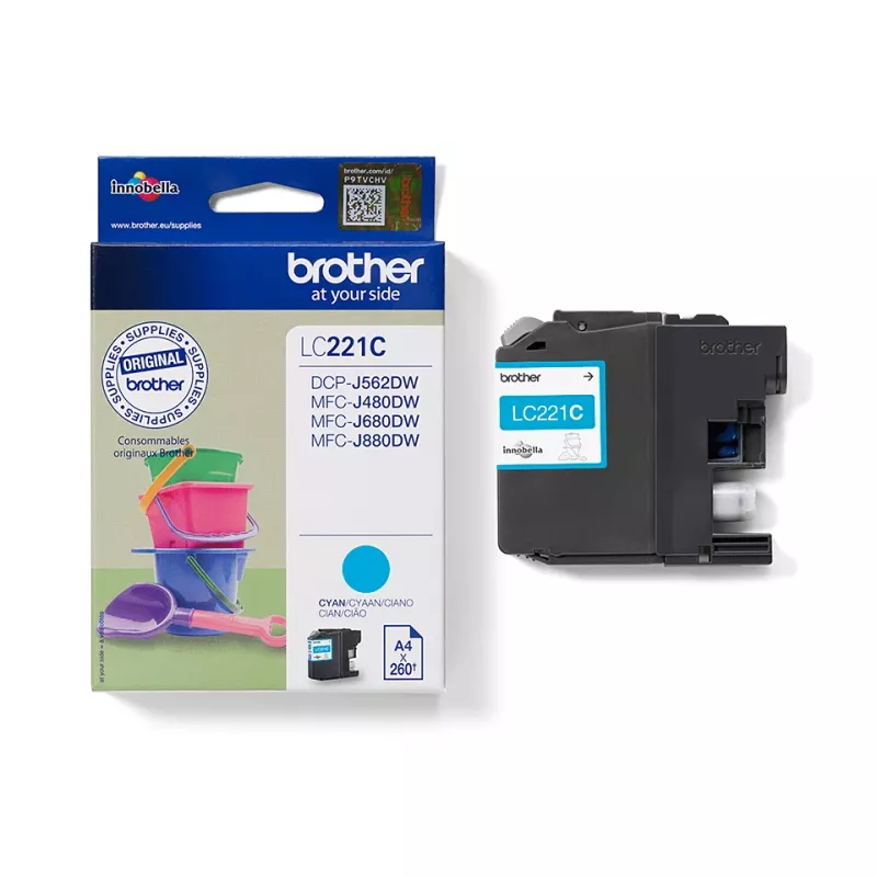 Cartridge Brother LC-221C Blaue Tinte 260 Seiten DCPJ562DW MFCJ480DW
