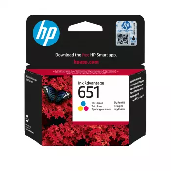 HP 651 Tri-Color Original Ink Advantage-Patrone, Cyan, Magenta, Gelb, 1 Stk., 300 Seiten