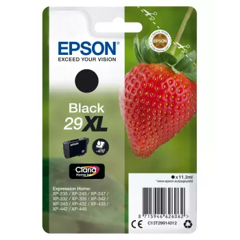 Epson Strawberry Einzelpackung Schwarz 29XL Claria Home Tinte, hohe (XL) Reichweite, Schwarz, pigmentbasierte Tinte, 11,3 ml, 1 Stück, 470 Seiten