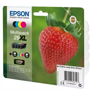 Epson Strawberry Multipack 4-Farben 29XL Claria Home Tinte, Schwarz, Cyan, Magenta, Gelb, 11,3 ml, 6,4 ml, 1 Stk., 470 Seiten, Mehrfachpackung