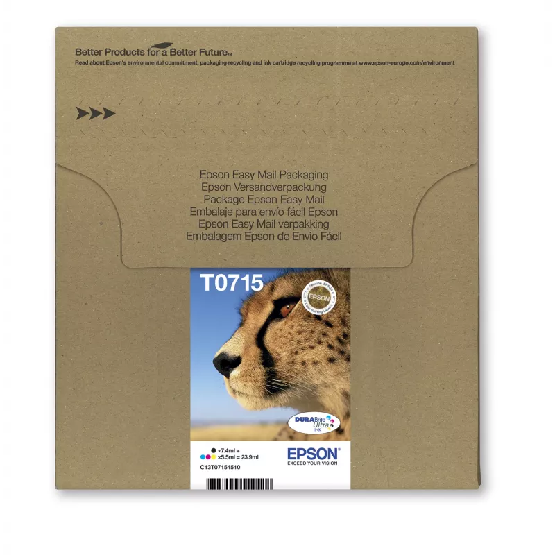 Epson Multipack 4-Farben T071 EasyMail, Standard Yield, Schwarz, Cyan, Magenta, Gelb, 7,4 ml, 5,5 ml, 1 Stk., Multipack