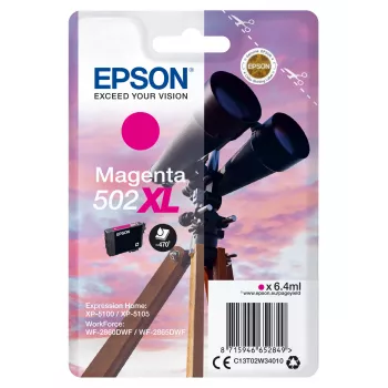 Epson Einzelpackung Magenta 502XL Tinte, Hohe (XL) Reichweite, Magenta, Pigmenttinte, 6,4 ml, 1 Stück, 470 Seiten
