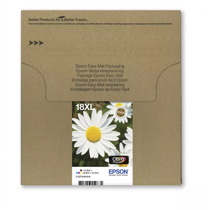 Epson Daisy Multipack 4-Farben 18XL EasyMail, Hohe (XL) Reichweite, Schwarz, Cyan, Magenta, Gelb, 11,5 ml, 6,6 ml, 1 Stk., Multipack