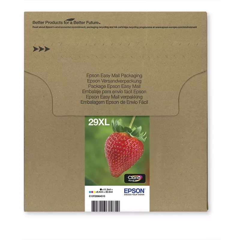 Epson Strawberry Multipack 4-farbig 29XL EasyMail, High (XL) Yield, Schwarz, Cyan, Magenta, Gelb, 11,3 ml, 6,4 ml, 1 Stk., Mehrfachpackung