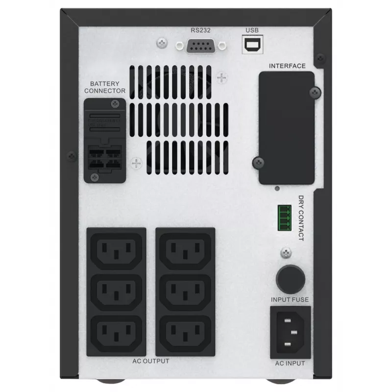 APC Easy UPS 1 Ph Line Interactive, 1500VA, Tower, 230V, 6 IEC C13 Ausgänge, AVR, potentialfreier Kontakt, LCD, ohne Netzwerkkarten-Unterstützung