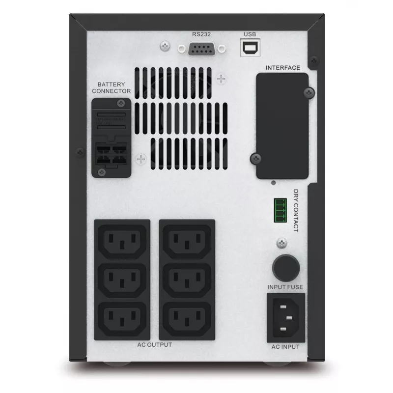 APC Easy UPS 1 Ph Line Interactive, 750VA, Tower, 230V, 6 IEC C13-Ausgänge, AVR, potenzialfreier Kontakt, LCD, ohne Netzwerkkarten-Unterstützung