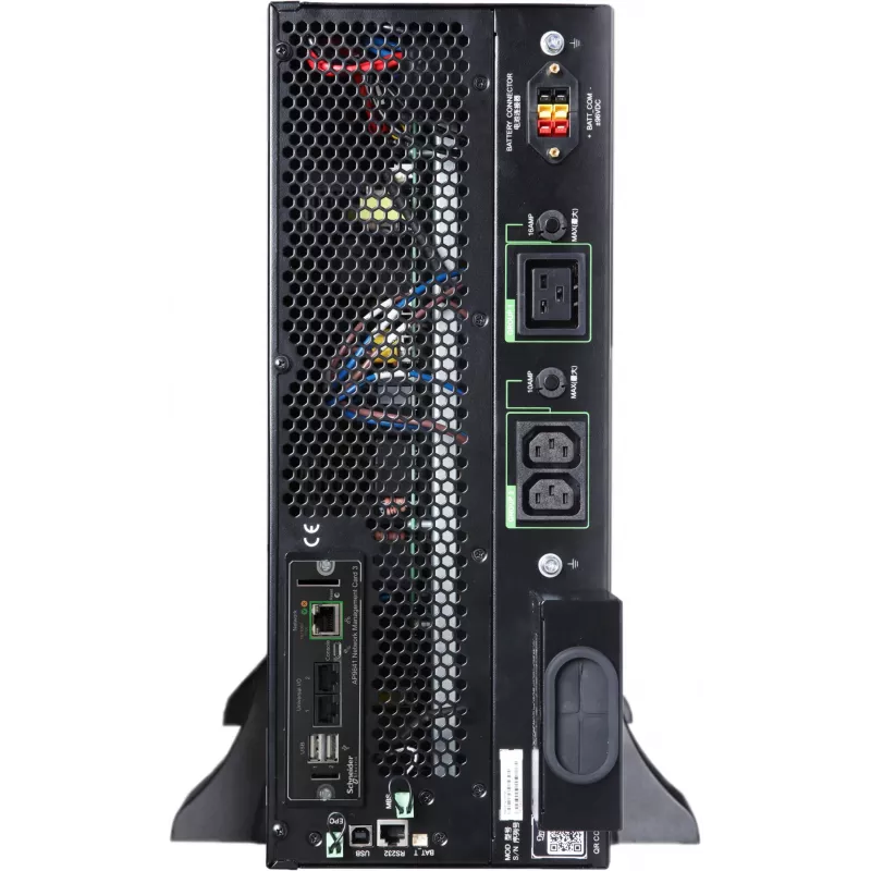 APC Smart-UPS On-Line, 5kVA/5kW, Rack/Tower, 230V, 2x IEC C13+1x IEC C19+Hartverdrahtung 3-adrig (H+N+E) Ausgänge, Netzwerkkarte, ohne Schienenkit