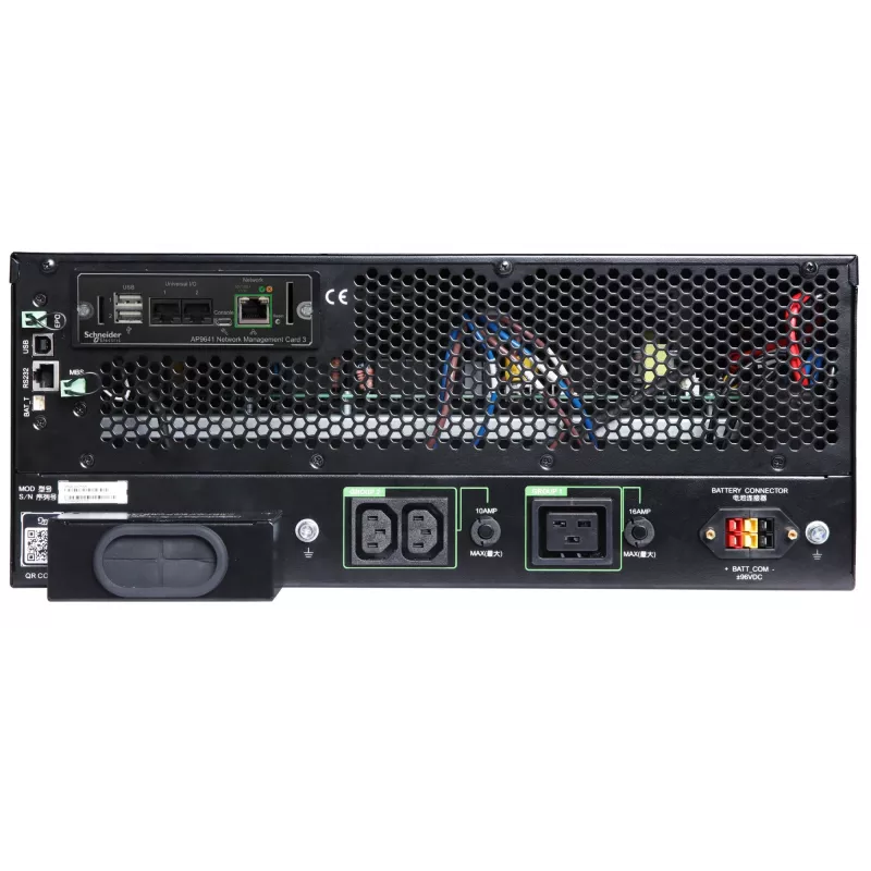 APC Smart-UPS On-Line, 5kVA/5kW, Rack/Tower, 230V, 2x IEC C13+1x IEC C19+Hartverdrahtung 3-adrig (H+N+E) Ausgänge, Netzwerkkarte, ohne Schienenkit