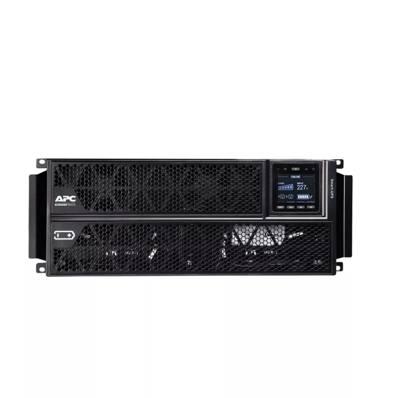 APC Smart-UPS On-Line, 5kVA/5kW, Rack/Tower, 230V, 2x IEC C13+1x IEC C19+Hartverdrahtung 3-adrig (H+N+E) Ausgänge, Netzwerkkarte, ohne Schienenkit
