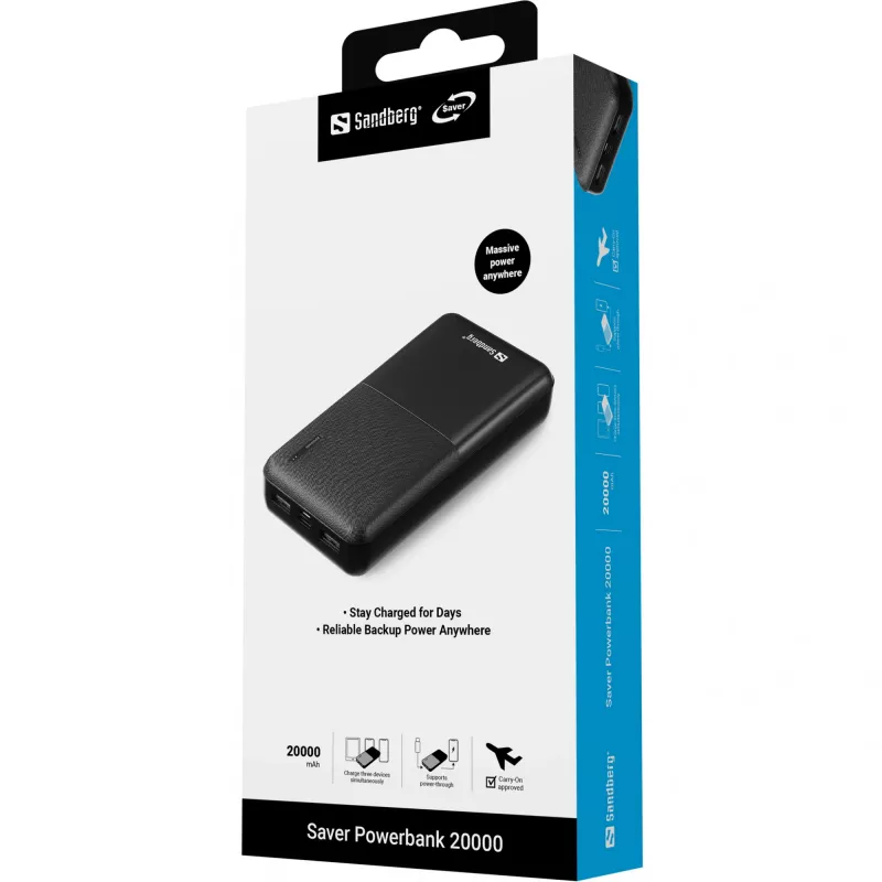 Tragbare Powerbank Sandberg Saver Powerbank 20000, 20000 mAh