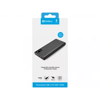 Tragbare Batterie Sandberg Powerbank USB-C PD 20W 10000, 10000 mAh