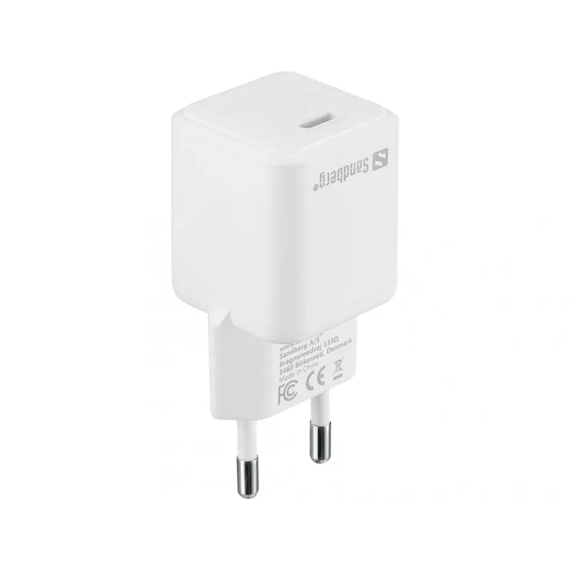 Sandberg USB-C AC-Ladegerät PD20W EU, Innenbereich, AC, 5 V, 3 A, Weiß