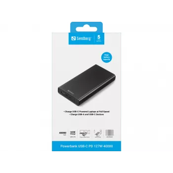 Tragbare Powerbank Sandberg USB-C PD 127W 40000 mAh