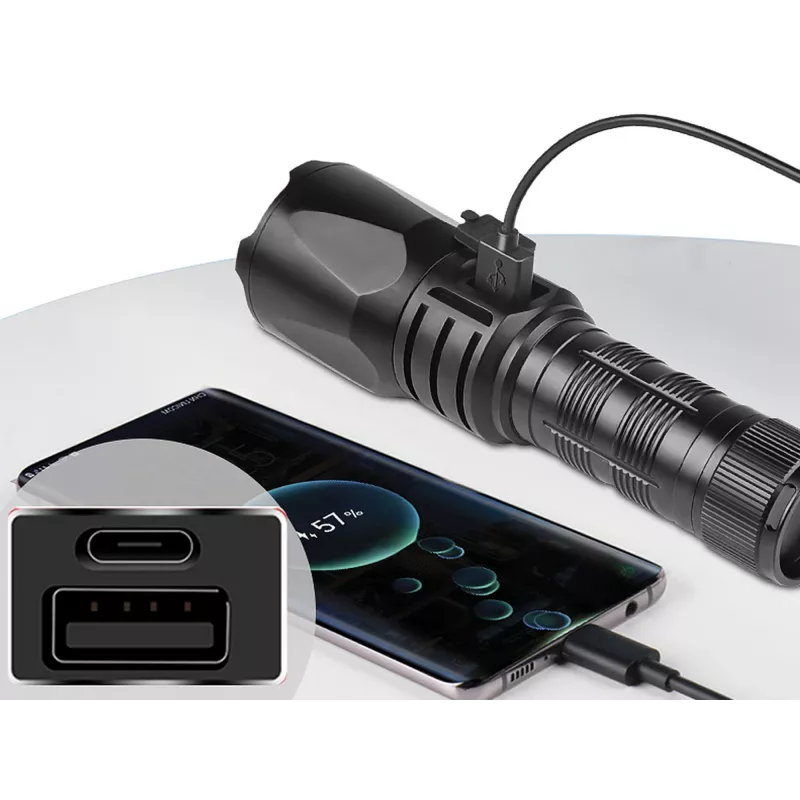 Sandberg Survivor Torch Powerbank 5000, Hand-Taschenlampe, Schwarz, Aluminium, IPX4, -30 – 40 °C, FCC, RoHS, UKCA, CE