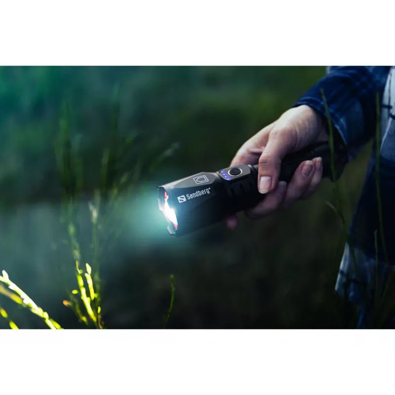 Sandberg Survivor Torch Powerbank 5000, Hand-Taschenlampe, Schwarz, Aluminium, IPX4, -30 – 40 °C, FCC, RoHS, UKCA, CE