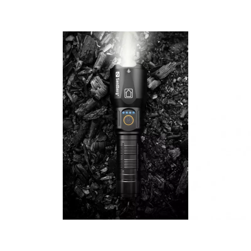 Sandberg Survivor Torch Powerbank 5000, Hand-Taschenlampe, Schwarz, Aluminium, IPX4, -30 – 40 °C, FCC, RoHS, UKCA, CE