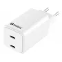 Sandberg AC Charger Dual USB-C PD65W EU, Innenbereich, AC, 20 V, 3,25 A, Weiß